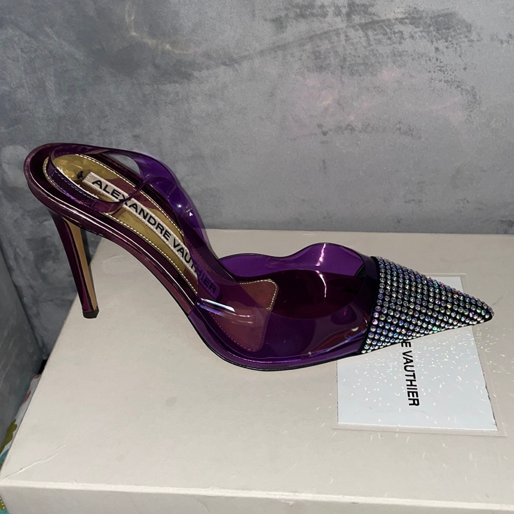 Alexandre Vauthier PVC sling back studded toe heels